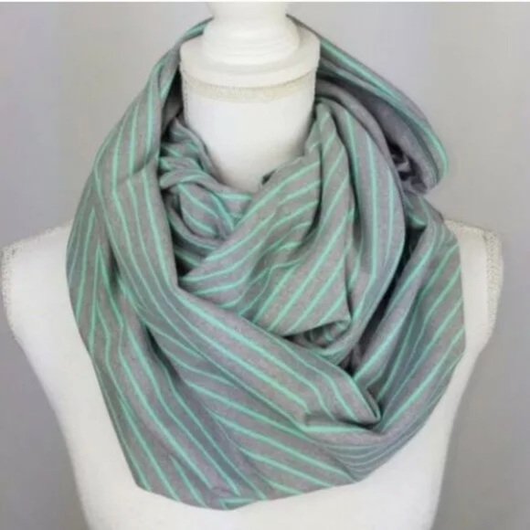 Lululemon Vinyasa Scarf Mint Green Grey Stripe - Picture 1 of 3
